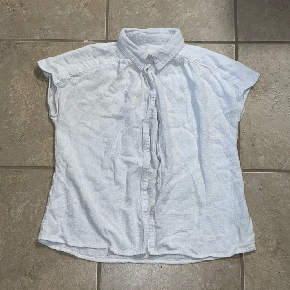 white short sleeve button down